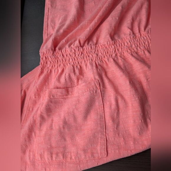 Gap Pink Cotton Slub Drop Waist T Shirt Sleeveless dress with pockets Medium - Picture 5 of 10